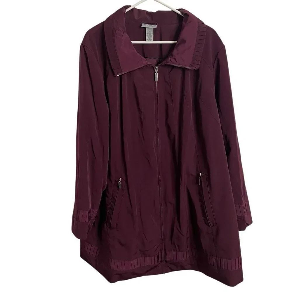 Catherines Womens Lightweight Jacket 2X Dark Plum Lined Water Resistant Demure